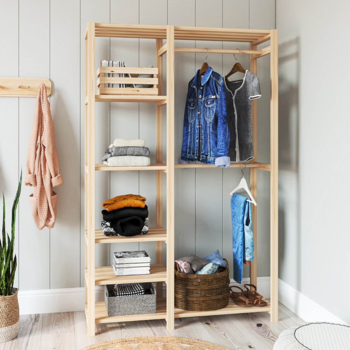 Estante de Madeira Vega: Roupas e Calçados Organizados 1,10m